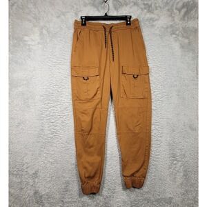 Ring of Fire Mens Cargo Jogger Pants Brown Elastic Waist Large